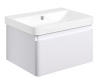 Cosmos 605mm Wall Hung 1 Drawer Basin Unit & Basin - Matt White