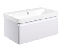 Cosmos 805mm Wall Hung 1 Drawer Basin Unit & Basin - Matt White