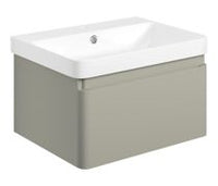 Cosmos 605mm Wall Hung 1 Drawer Basin Unit & Basin - Matt Latte