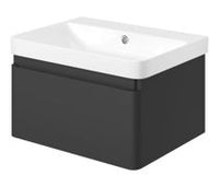 Cosmos 605mm Wall Hung 1 Drawer Basin Unit & Basin - Matt Black