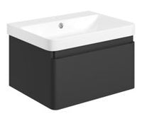 Cosmos 605mm Wall Hung 1 Drawer Basin Unit & Basin - Matt Black