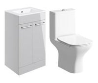 Volta 510mm Floor Standing Unit & Close Coupled WC Pack - Grey Gloss
