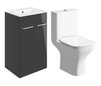 Volta 510mm Floor Standing Unit & Close Coupled WC Pack - Anthracite Gloss