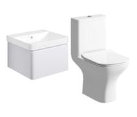 Cosmos 500mm Basin Unit & Rimless Close Coupled WC Pack - Matt White