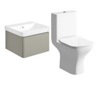 Cosmos 500mm Basin Unit & Rimless Close Coupled WC Pack - Matt Latte