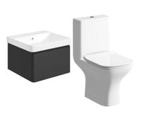 Cosmos 500mm Basin Unit & Rimless Close Coupled WC Pack - Matt Black