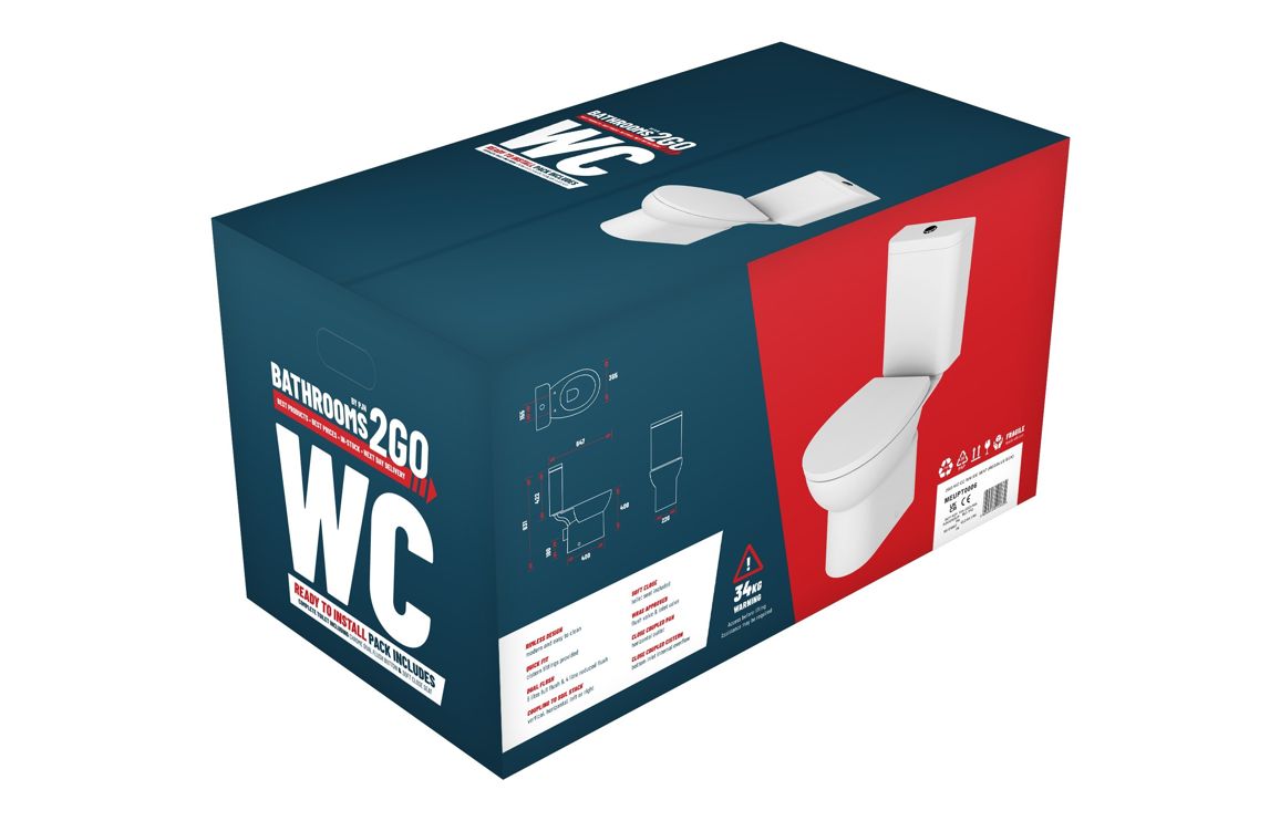 2Go Close Coupled Rimless WC & Soft Close Seat