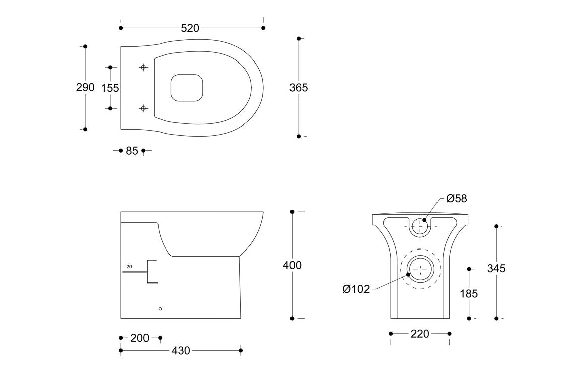 2Go Rimless Back To Wall WC & Soft Close Seat