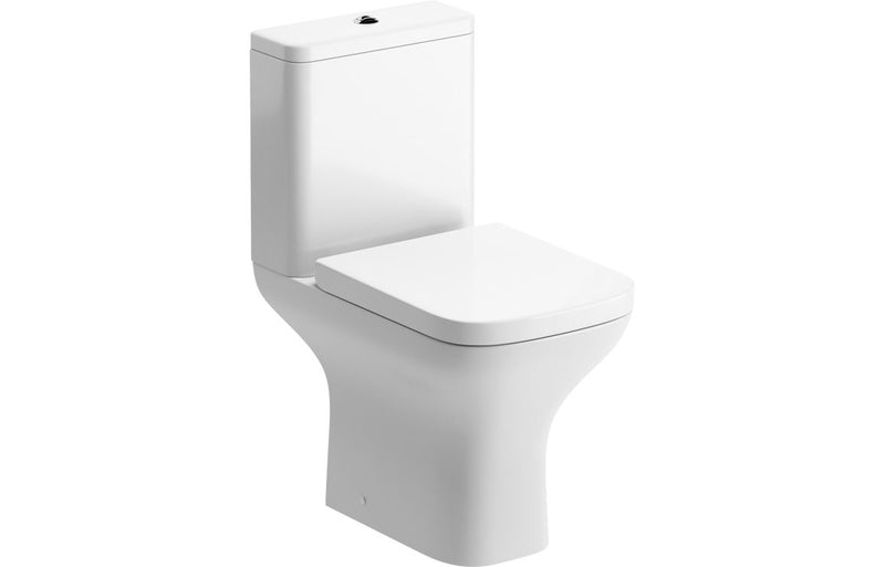 Cedarwood Rimless Short Projection Close Coupled Open Back WC & Wrapover Soft Close Seat