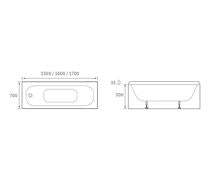 Eurowa Steel Single End 2TH Bath w/Legs
