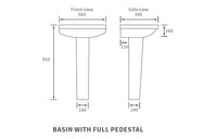 Laurus 500x390mm 1TH Basin & Full Pedestal