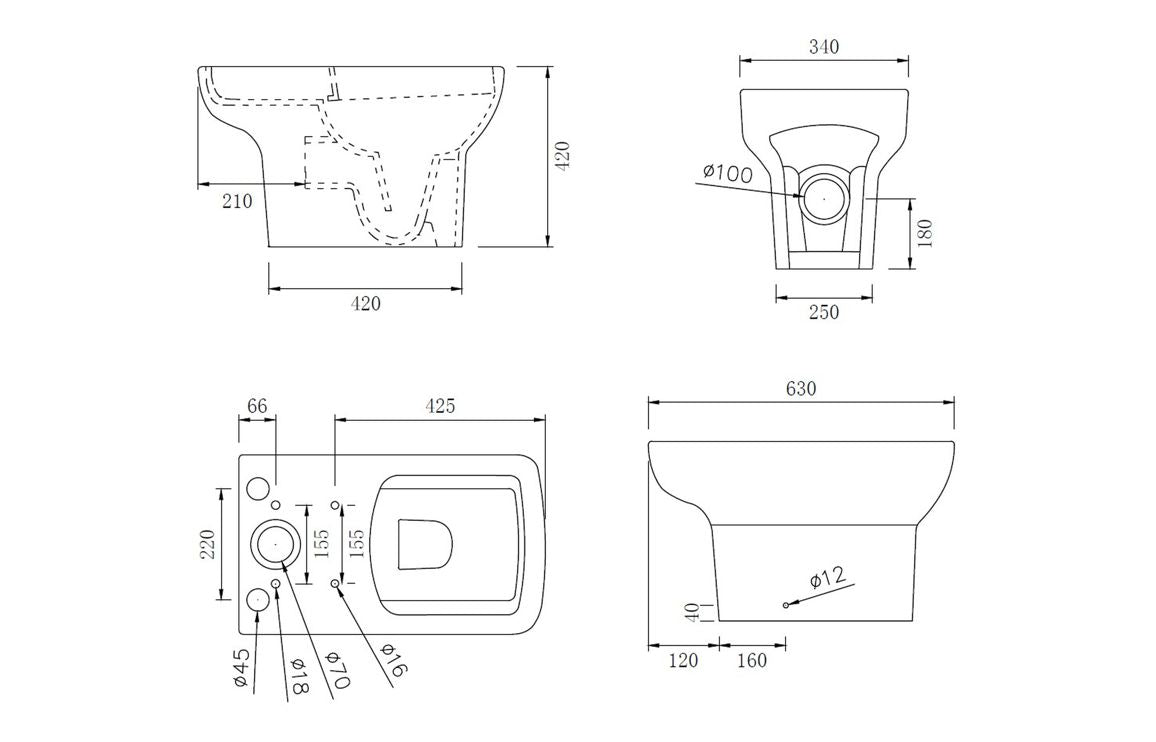 Arlo Rimless Close Coupled Open Back WC & Soft Close Seat