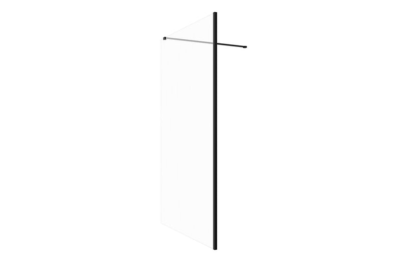 Iconix Wetroom Panel & Support Bar - Matt Black