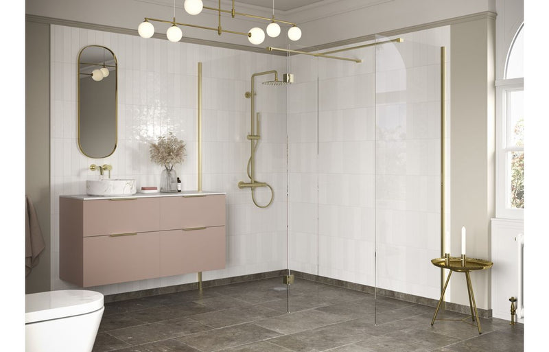 Iconix Optional 300mm Wetroom Hinged Splash Panel - Brushed Brass