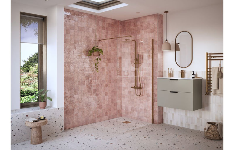 Iconix Wetroom Panel & Support Bar - Brushed Bronze