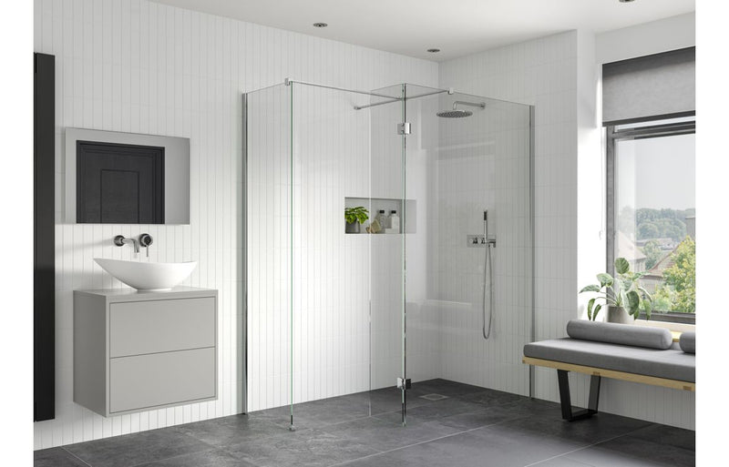Iconix Optional 300mm Wetroom Hinged Splash Panel - Chrome