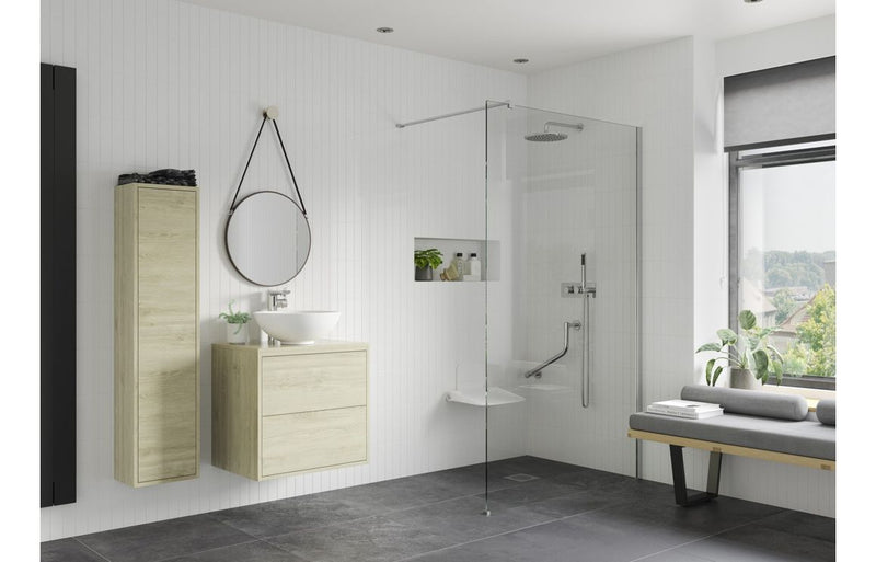 Iconix Optional 1950x300x8mm Rotatable Wetroom Panel (Full Hinge) - Gunmetal