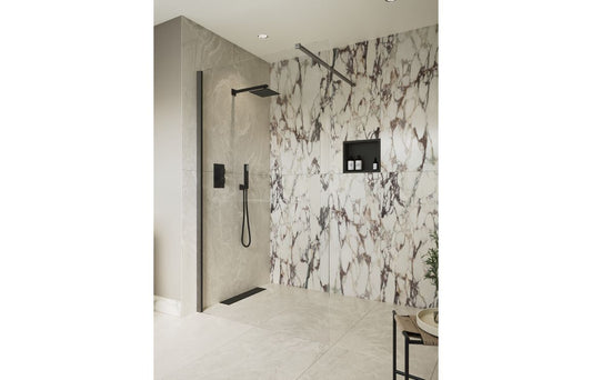 Iconix Wetroom Panel & Support Bar - Gunmetal