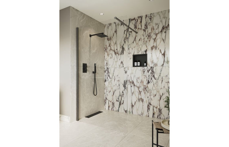 Iconix Wetroom Panel & Support Bar - Gunmetal