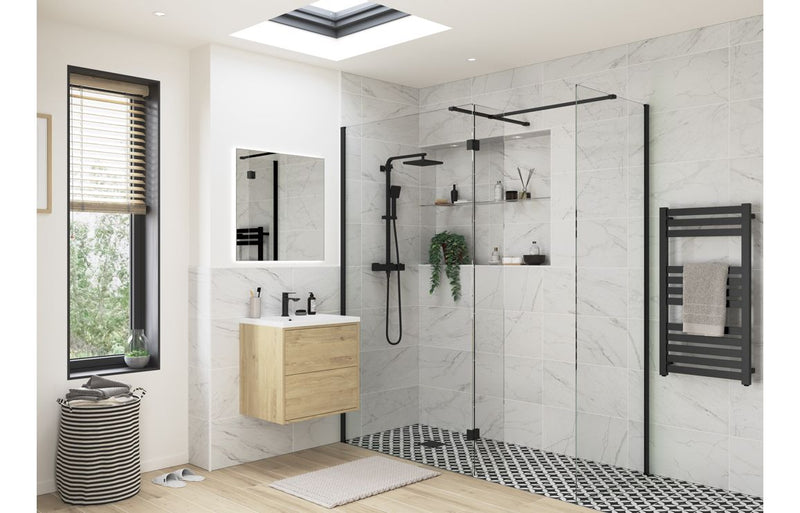 Iconix Optional 300mm Wetroom Hinged Splash Panel - Matt Black
