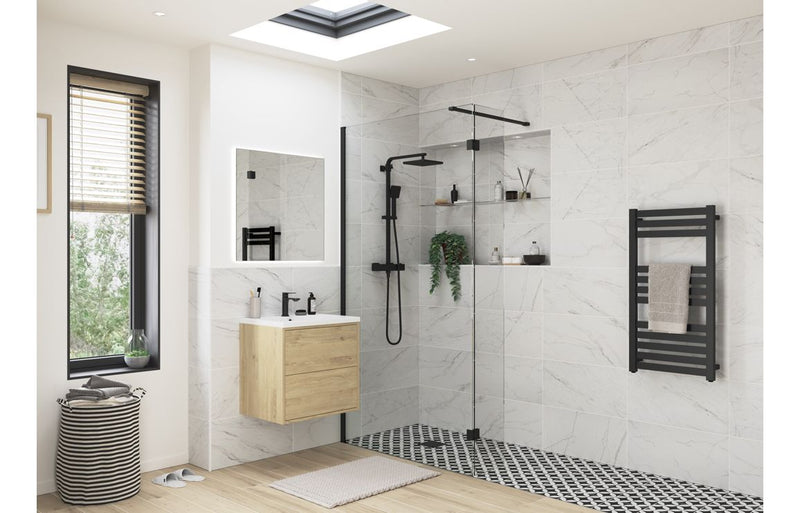 Iconix Optional 300mm Wetroom Hinged Splash Panel - Matt Black