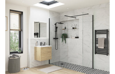 Iconix Wetroom Side Panel & Arm - Matt Black