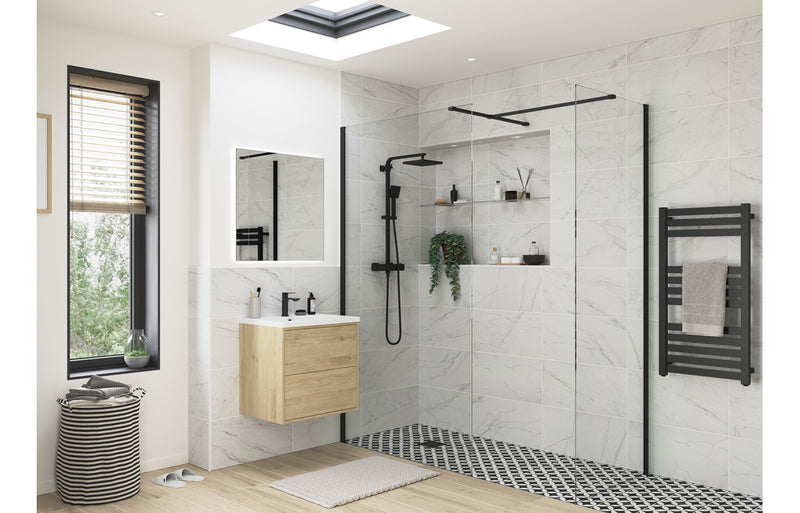 Iconix Wetroom Side Panel & Arm - Matt Black
