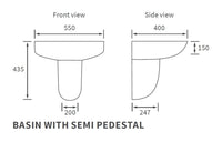 Tuscany 550x400mm 1TH Basin & Semi Pedestal