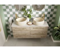 Volta 510mm Wall Hung 2 Drawer Basin Unit & 1TH Thin Edge Basin - Oak