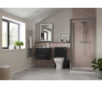 Volta 410mm Wall Hung 1 Door Basin Unit & 1TH Basin - Anthracite Gloss