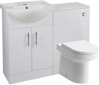 Vista 650mm Basin Unit & WC Unit Pack - White Gloss