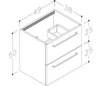 Volta 510mm Wall Hung 2 Drawer Basin Unit & 1TH Thin Edge Basin - Oak