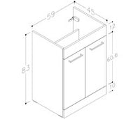 Volta 610mm Floor Standing 2 Door Basin Unit & 1TH Thin Edge Basin - White Gloss