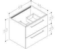 Volta 610mm Wall Hung 2 Drawer Basin Unit & 1TH Thin Edge Basin - White Gloss