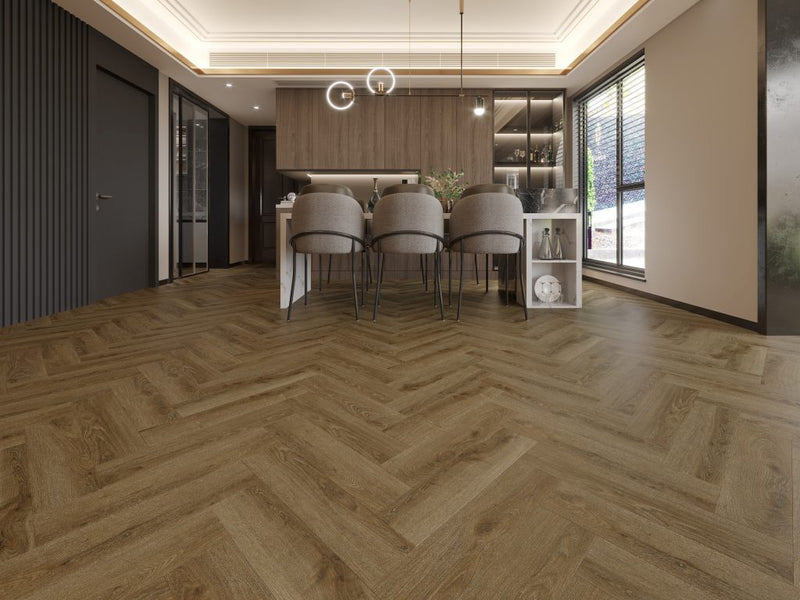 Gold Walnut LVT Click - Herringbone